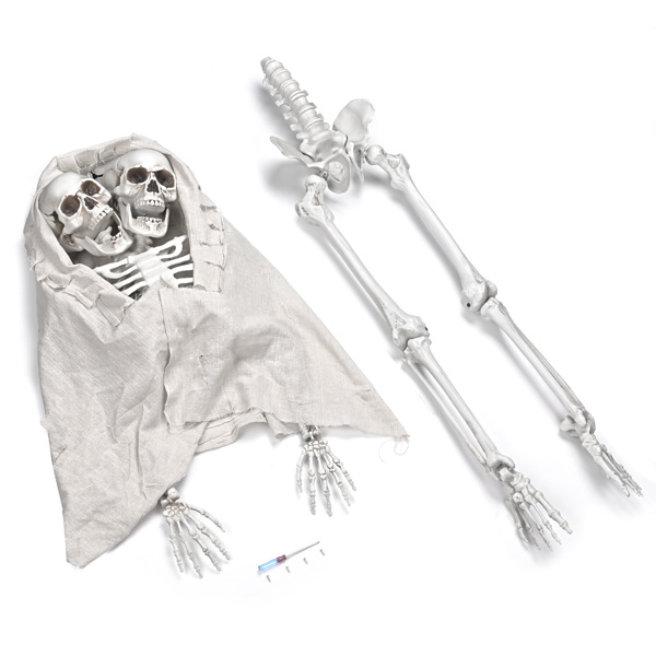 65" Two Headed Halloween Skeleton Bone Life Size Posable Prop Spooky Party Decoration Haunted House Bird Deterrent （No shipments on weekends）