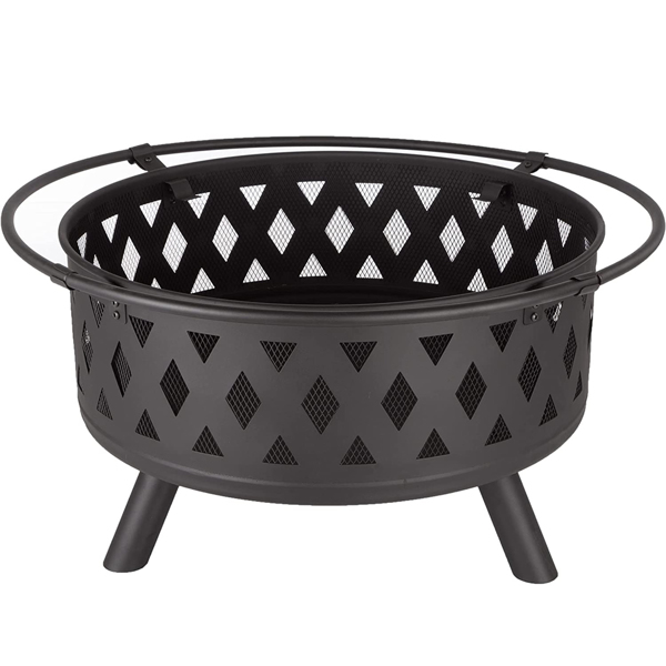 Iron Fire Pit Set Heating Equipment Camping Fire Bowl with Poker Mesh Cover for Backyard Patio