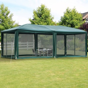 20\\' x 10\\' Outdoor Party Tent Gazebo Wedding Canopy with Removable Mesh Sidewalls, Green-AS (Swiship-Ship)（Prohibited by WalMart）