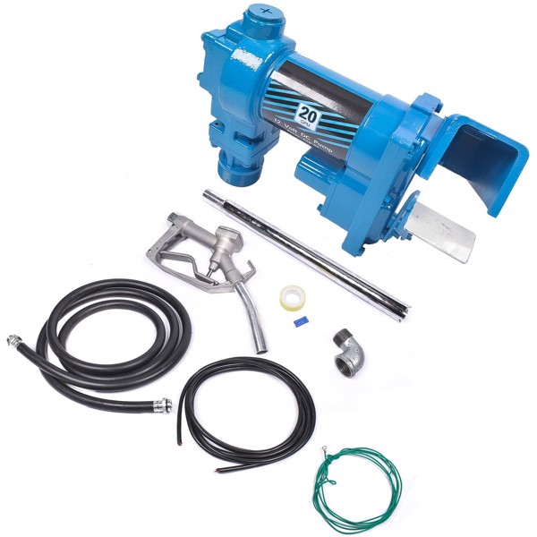 20GPM 12V Fuel Transfer Pump with Nozzle Kit for Transfer of Gasoline Diesel Blue