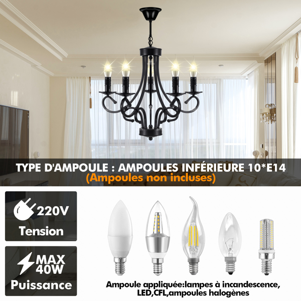 5 Light Iron Ceiling Light Vintage Chandelier Rustic Pendant Ceiling Light