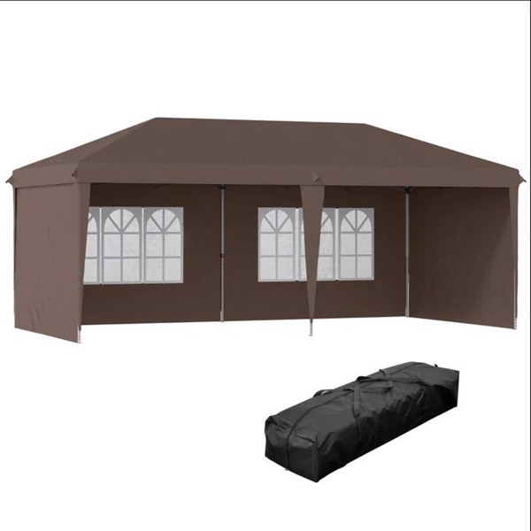 Pop Up Canopy party Tent with 4 Sidewalls 10' x 20' , Coffee-AS (Swiship-Ship)（Prohibited by WalMart）