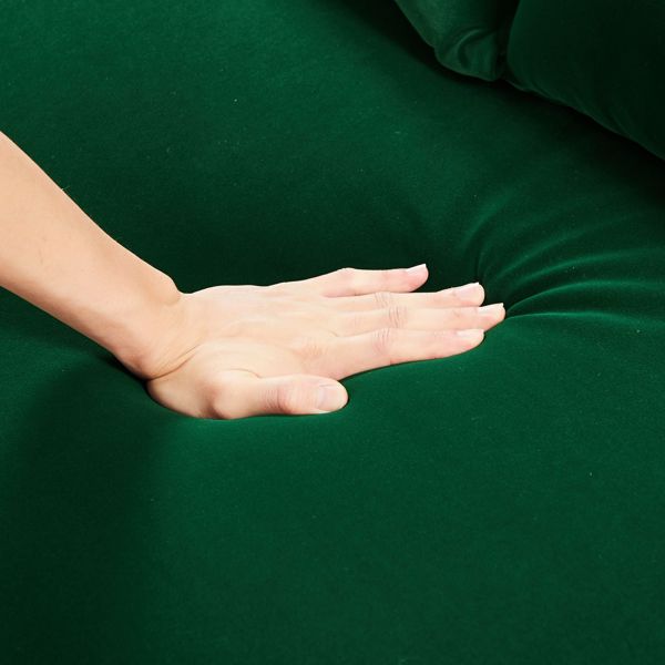 Double seat sofa bed sofa with pull-out bed, adjustable backrest with 2 lumbar pillows for small living rooms, apartments, etc.-Dark Green