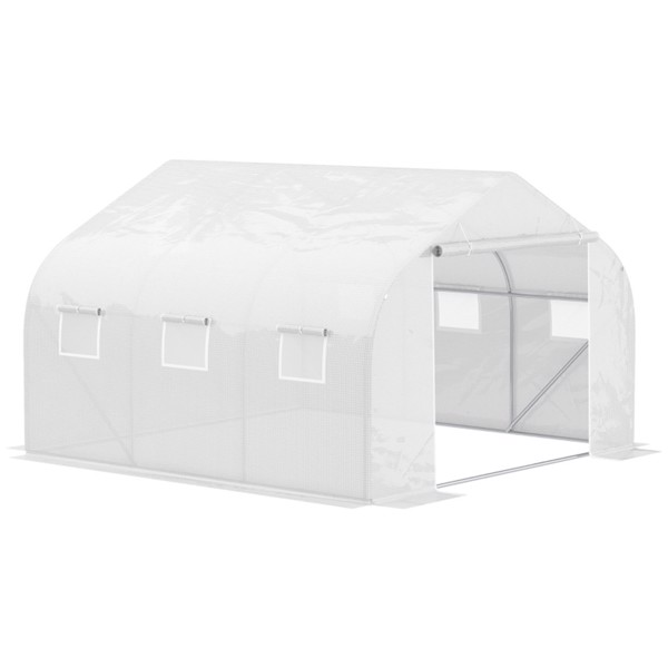 Outdoor Walk-In Tunnel Greenhouse Hot House with Roll-up Windows, Zippered Door, PE Cover 11.5' x 9.8' x 6.5' AS