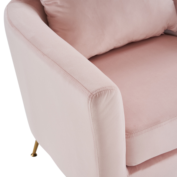 Half Disassembled Single Chair With Gold Feet And Pedals  Flannelette Indoor Leisure Chair Pink