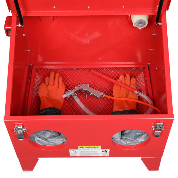 40 Gallon Bench Top Air Sandblasting Cabinet Sandblaster Abrasive Blast Large Cabinet with Gun and 4 Nozzles, 60-125 PSI Red