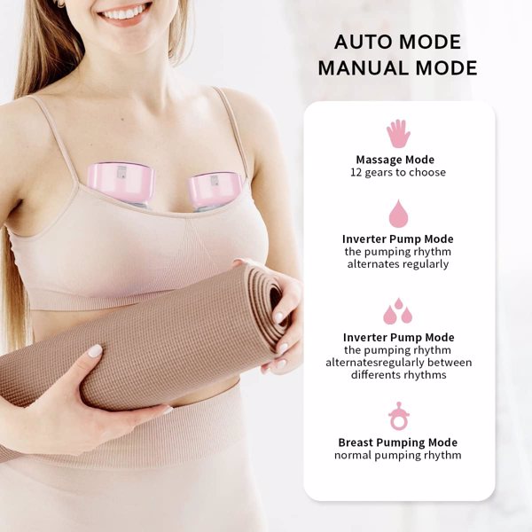 Hands Free Breast Pump, Wearable Breast Pumps With 4 Modes&12 Levels, Smart Display& Memory Function, Rechargable Electric Breast Pumps for Breastfeeding
