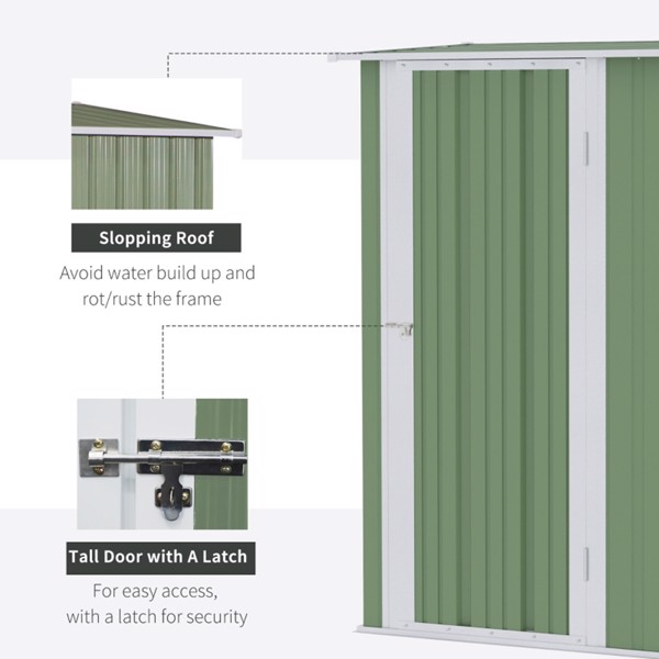 Metal Outdoor Storage Shed, Garden Tool House Cabinet -5' x 3' Green-AS
