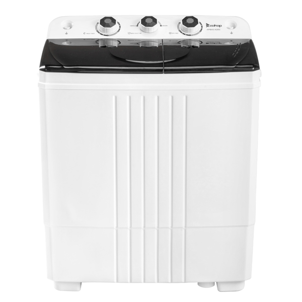 Twin Tub with Built-in Drain Pump XPB45-428S 20Lbs Semi-automatic Twin Tube Washing Machine for Apartment, Dorms, RVs, Camping and More, White&Black US Standard