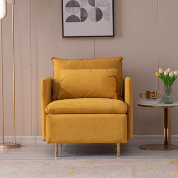 Modern fabric accent armchair,upholstered single sofa chair,YELLOW ,Cotton Linen 30.7\\"