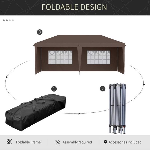 Pop Up Canopy party Tent with 4 Sidewalls 10' x 20' , Coffee-AS (Swiship-Ship)（Prohibited by WalMart）