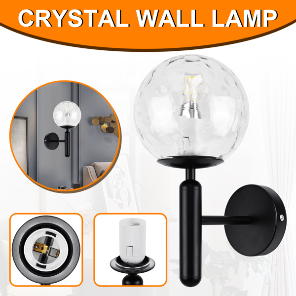 Modern Wall Lamp Glass Ball Indoor E27 Round Wall Lamps Lighting Personality For Bedroom Living Room Study Hallway Staircase