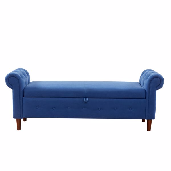 Multifunctional Storage Rectangular Sofa Stool- Navy Blue