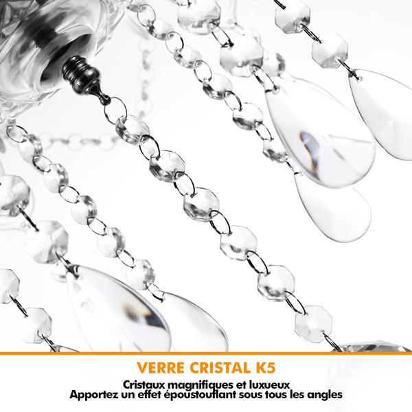 6 Lights K9 Crystal Chandelier Light Transparent Crystal Ceiling Lamp Home Decor