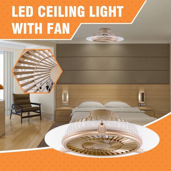 23.4 inch Ceiling Fan With LED Light Ceiling Fan Remote Control Flush Mount