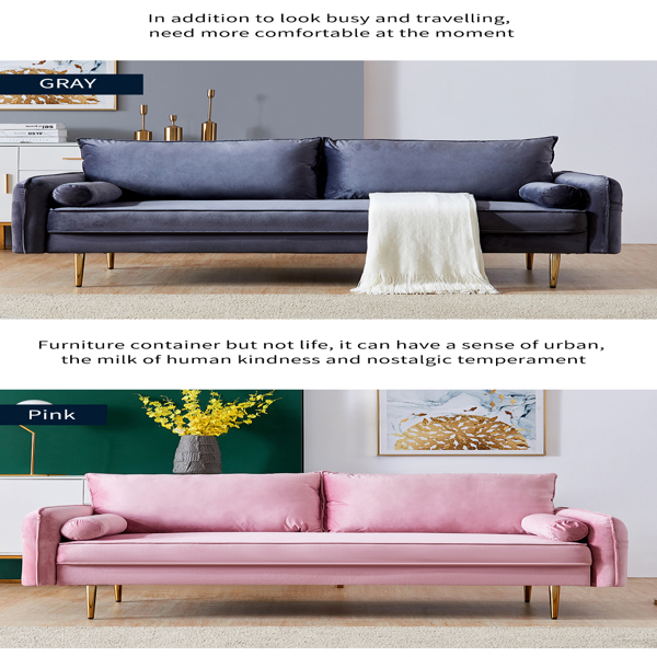 Velvet Fabric sofa with pocket-71‘’green