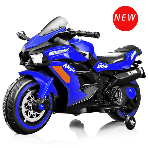 12V Battery Motorcycle, 2 Wheel Motorbike Kids Rechargeable Ride On Car Electric Cars Motorcycles--BLUE