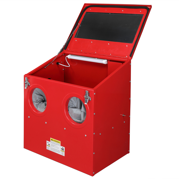 30 Gallon Bench Top Air Sandblasting Cabinet Sandblaster Abrasive Blast Large Cabinet with Gun and 4 Nozzles, 60-125 PSI Red