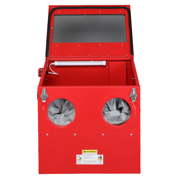 30 Gallon Bench Top Air Sandblasting Cabinet Sandblaster Abrasive Blast Large Cabinet with Gun and 4 Nozzles, 60-125 PSI Red
