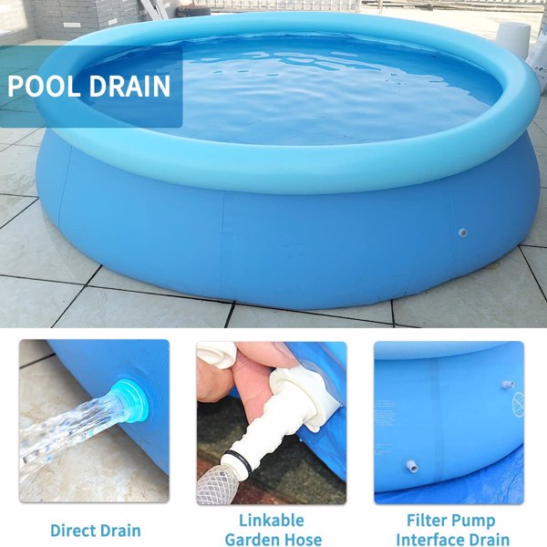 Inflatable Swimming Pool Above Ground with Electric Air Pump & Filter Pump, Repair Kit Accessories Ring Round Pools for Outdoor Garden Lawn Backyard Family Adults Kids Children (10 ft x 30 in)