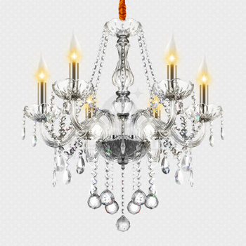 6 Heads K9 Crystal Chandelier Light Transparent Crystal Ceiling Lamp Home Decor