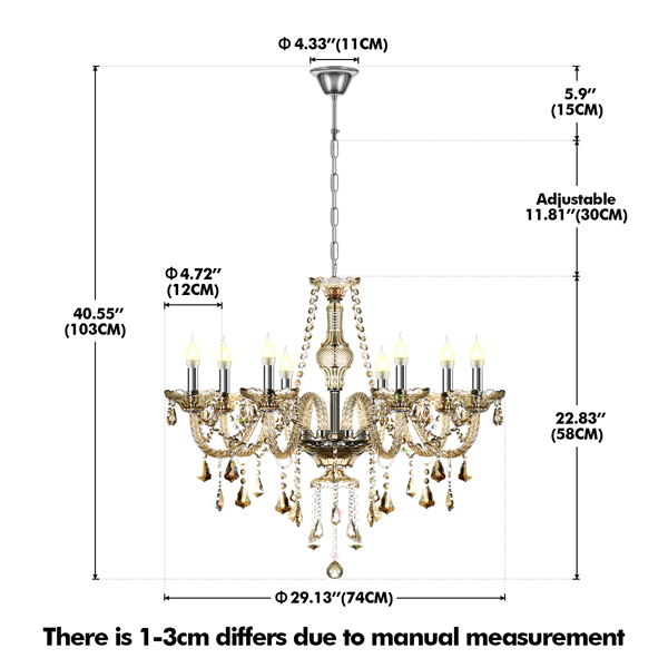  Lights K9 Crystal Chandelier With Chains Elegant Crystal Ceiling Lamp Home Decor