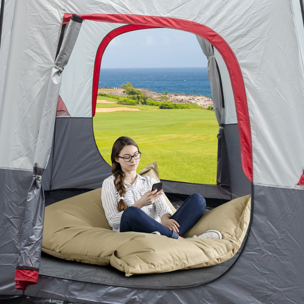 430*430*210cm Polyester Cloth Fiberglass Poles Can Accommodate 14 People Camping Tent Red And White