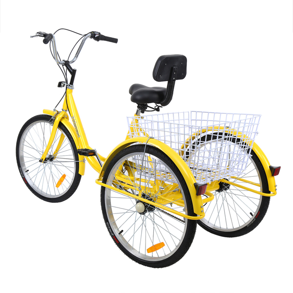 Adult Tricycle 24inch 7 Speed 3Wheel Bike Cruiser Trike w/ Shopping Basket