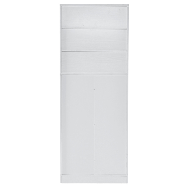 60x35x160cm Simple Adjustable Dividers Particleboard Triamine Veneer Acrylic Doors Sideboard White
