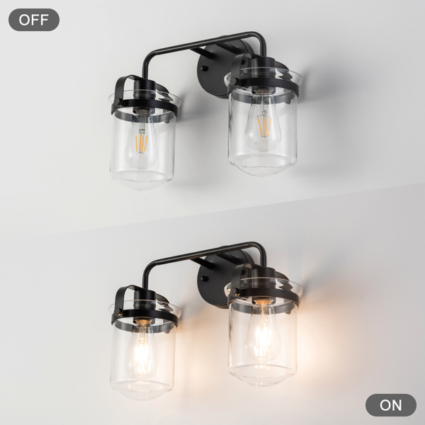 ll Sconces Set of 2 with Clear Glass Shade,Modern ll Sconce, Industrial Indoor ll Light Fixture for Bathroom Living Room Bedroom Over Kitchen Sink,E26 Socket, Bulbs Not Included[Unable to ship on week