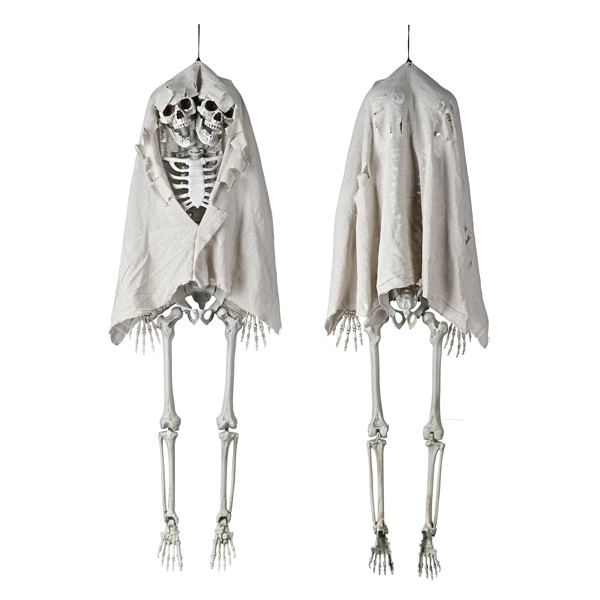 65" Two Headed Halloween Skeleton Bone Life Size Posable Prop Spooky Party Decoration Haunted House Bird Deterrent （No shipments on weekends）