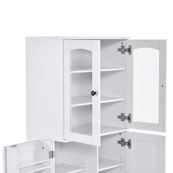 60x35x160cm Simple Adjustable Dividers Particleboard Triamine Veneer Acrylic Doors Sideboard White