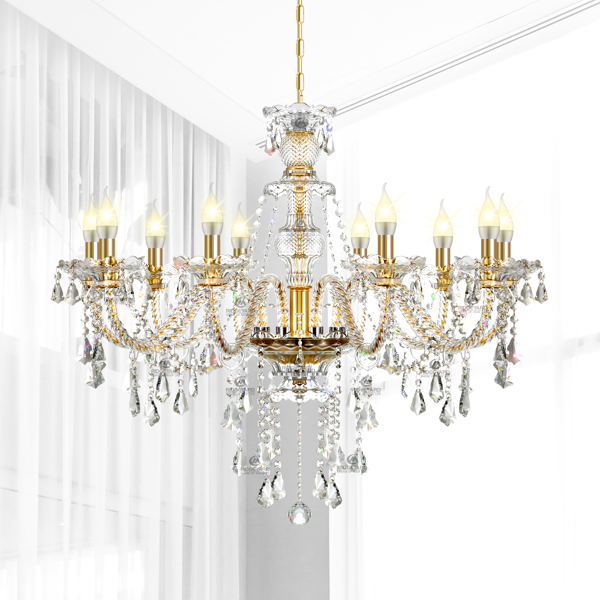 K9 Crystal Ceiling Lamp 10 Lights Gold Crystal Chandeliers Lighting Fixture