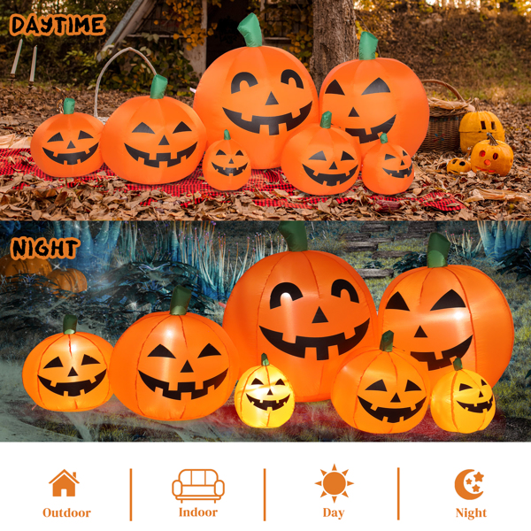 7ft Classic 7pcs LED String Lights 7pcs Pumpkin Inflatable Halloween Decoration
