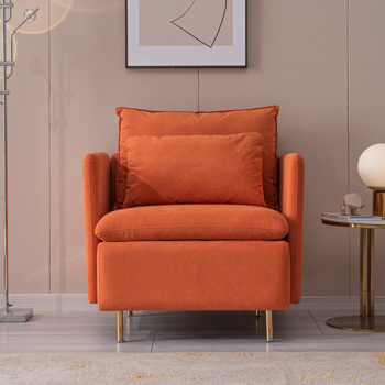 Modern fabric accent armchair,upholstered single sofa chair,Orange ,Cotton Linen 30.7\\"
