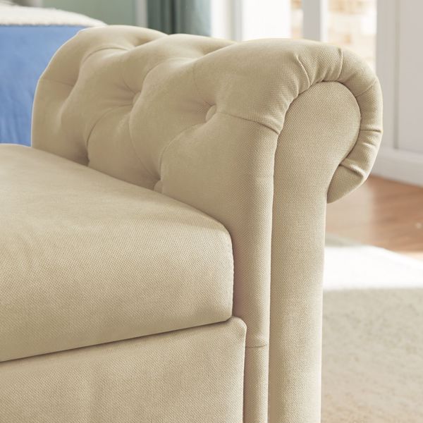 Multifunctional Storage Rectangular Sofa Stool-Beige
