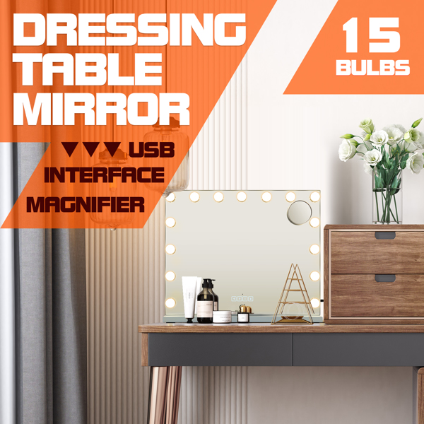 Makeup Mirror With 15pcs LED Light Music Speaker Tabletop Or Wall Mounted