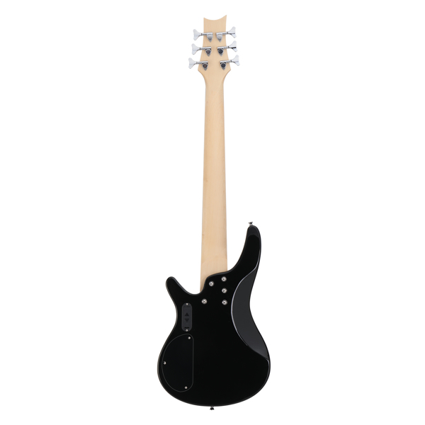【Do Not Sell on Amazon】Glarry 44 Inch GIB 6 String H-H Pickup Laurel Wood Fingerboard Electric Bass Guitar with Bag and other Accessories Black