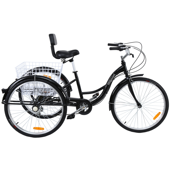 26" Inch 7-Speed Adult Tricycle 3-Wheel w Basket Aluminum for Shopping
