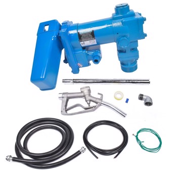 20GPM 12V Fuel Transfer Pump with Nozzle Kit for Transfer of Gasoline Diesel Blue