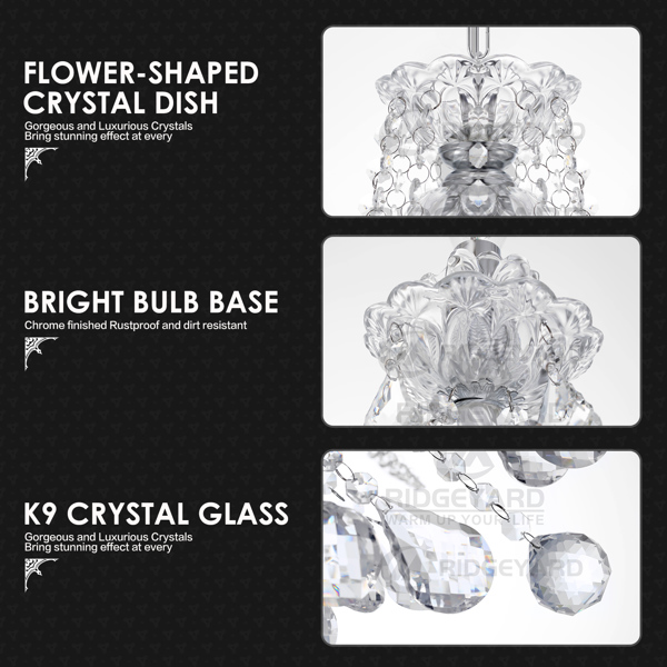 18 Lights K9 Crystal Chandelier Lighting Black Crystal Ceiling Lamp Home Decor