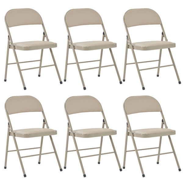 6pcs Elegant Foldable Iron & PVC Chairs for Convention & Exhibition  Light Brown