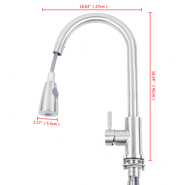 Kitchen Sink Faucet 360 Degree Rotation Pull Out Sprayer Tap Switch Hot and Cold Water Kitchen Mixer