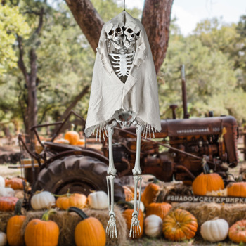 65\\" Two Headed Halloween Skeleton Bone Life Size Posable Prop Spooky Party Decoration Haunted House Bird Deterrent （No shipments on weekends）