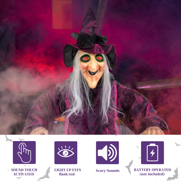 71in Life Size Hanging Witch Talking Halloween Everyday Decoration