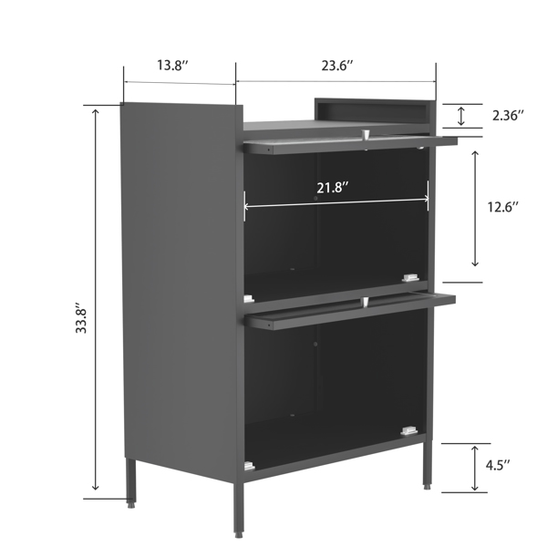 Bakers Rack with Cabinet,Bread Rack Coffee Station Microwaves Rack Storage Rack,3 Tier Kitchen Organizer Shelf for Dishes,Wine,Pots and Pans (Black) 