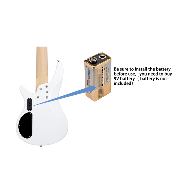 【Do Not Sell on Amazon】Glarry 44 Inch GIB 6 String H-H Pickup Laurel Wood Fingerboard Electric Bass Guitar with Bag and other Accessories White