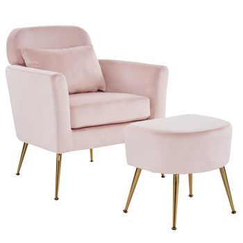 Half Disassembled Single Chair With Gold Feet And Pedals  Flannelette Indoor Leisure Chair Pink