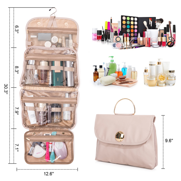 Travel Toiletry bag toiletry bags with Hanging hook for traveling women Water-resistant Makeup Bag for toiletries