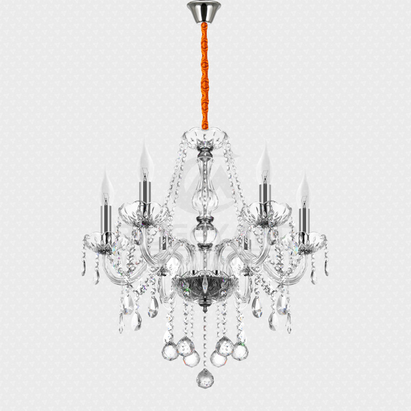 6 Heads K9 Crystal Chandelier Light Transparent Crystal Ceiling Lamp Home Decor